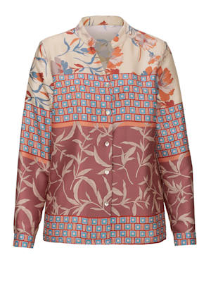 Blouse with a unique mixed print
