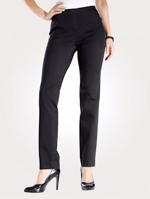 Pull-on trousers made from a comfortable fabric