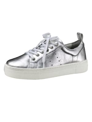 Platform trainers in a metallic finish