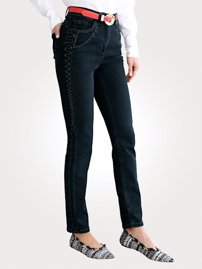 Jeans with tonal embroidery
