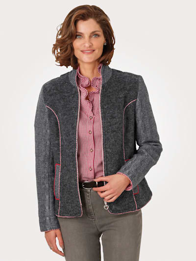 Blazer with gingham piping