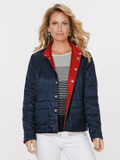 Reversible jacket with two block colour sides