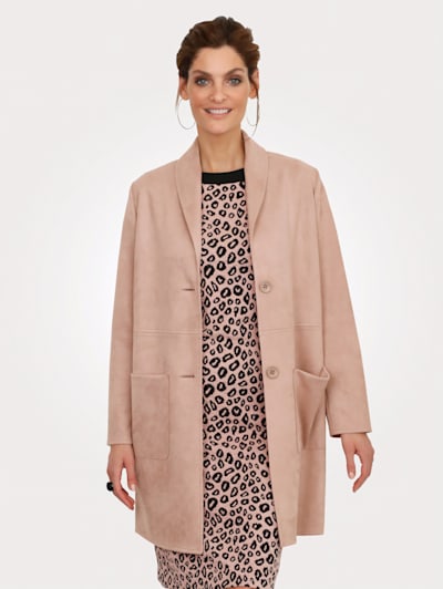 Longline jacket made from soft faux suede