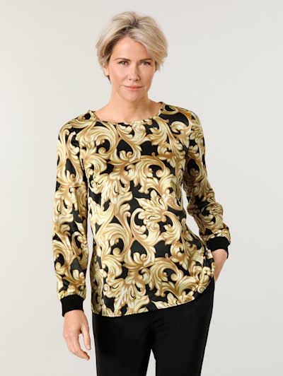 Pull-on blouse with a subtle shimmer