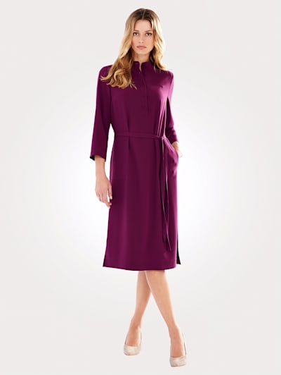 Shirt dress with self tie belt
