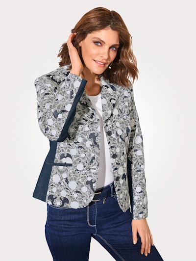 Blazer with a floral jacquard pattern