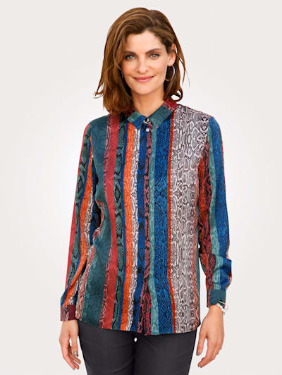 Blouse with a colourful snake print