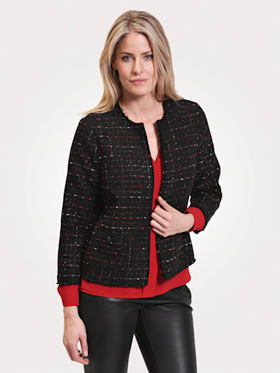 Blazer with raw edge trims