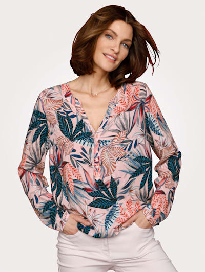 Pull-on blouse with a floral print