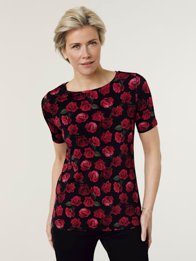 Top with rose print
